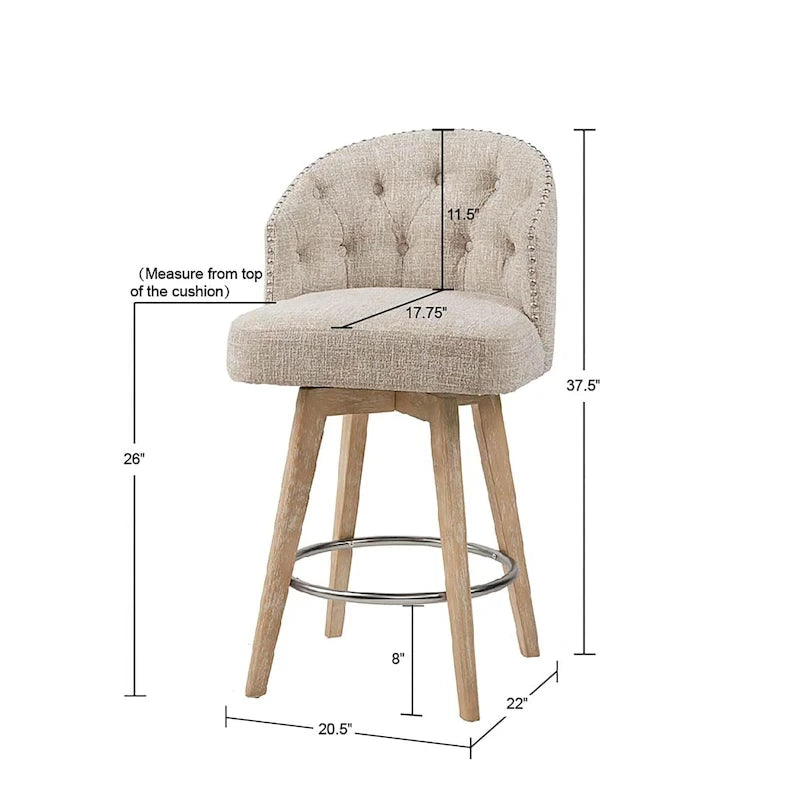 Upholstered 360 Degree Swivel Counter Stool 26 H