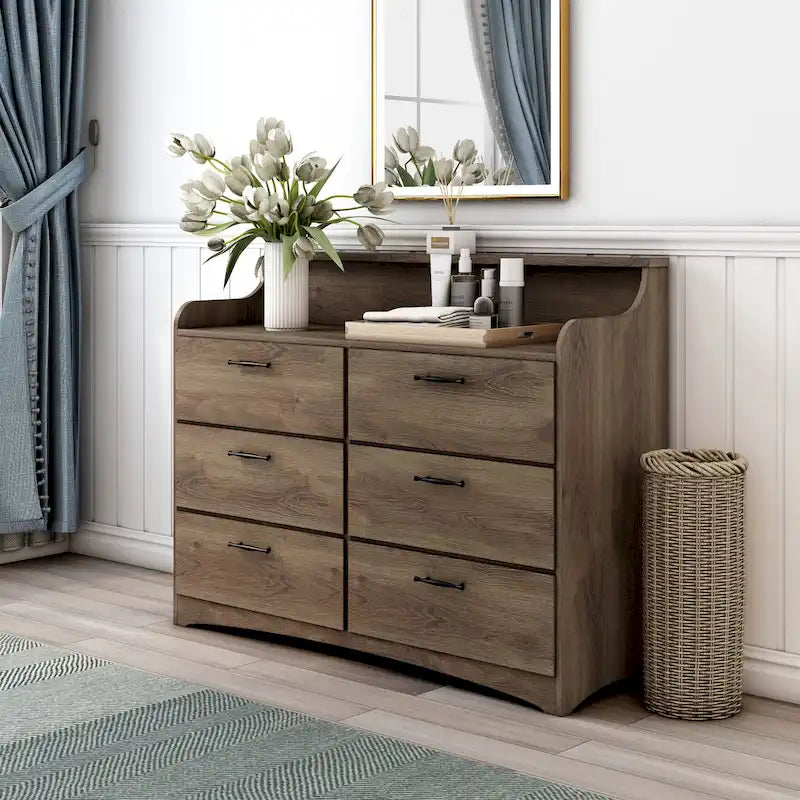 Simple Transitional 47-inch Wide 6-Drawer Double Dresser
