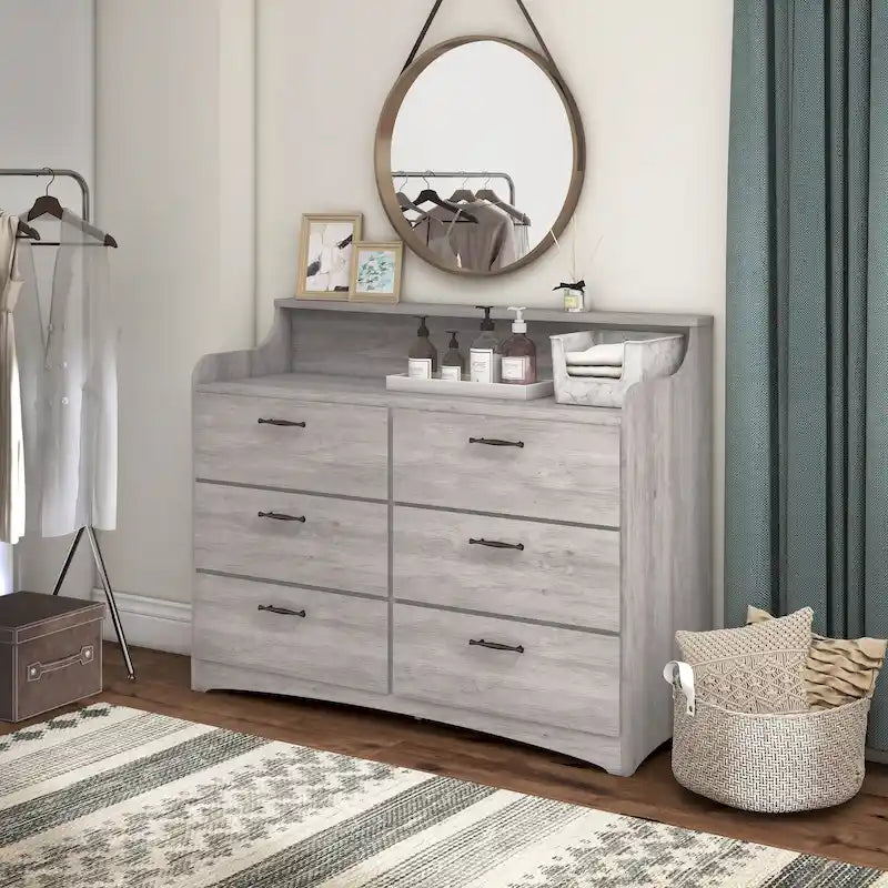 Simple Transitional 47-inch Wide 6-Drawer Double Dresser
