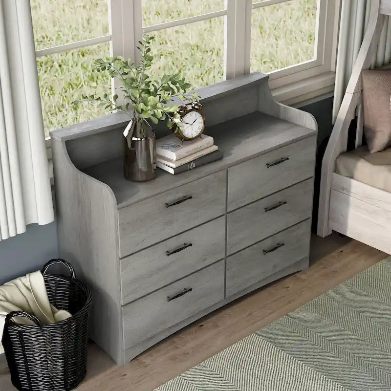 Simple Transitional 47-inch Wide 6-Drawer Double Dresser
