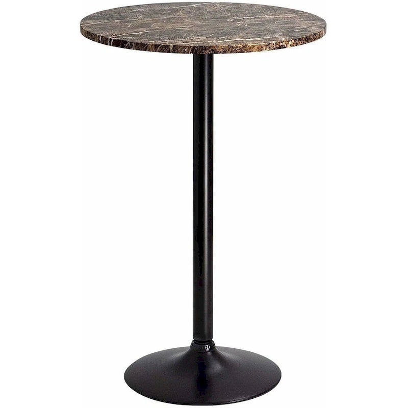 Runder Bistro-Pubtisch in Barhöhe, Cocktailtisch mit Metallgestell, MDF-Platte, Obsidian-Tischplatte mit schwarzem Bein, 23.8inch Tischplatte – N/A
