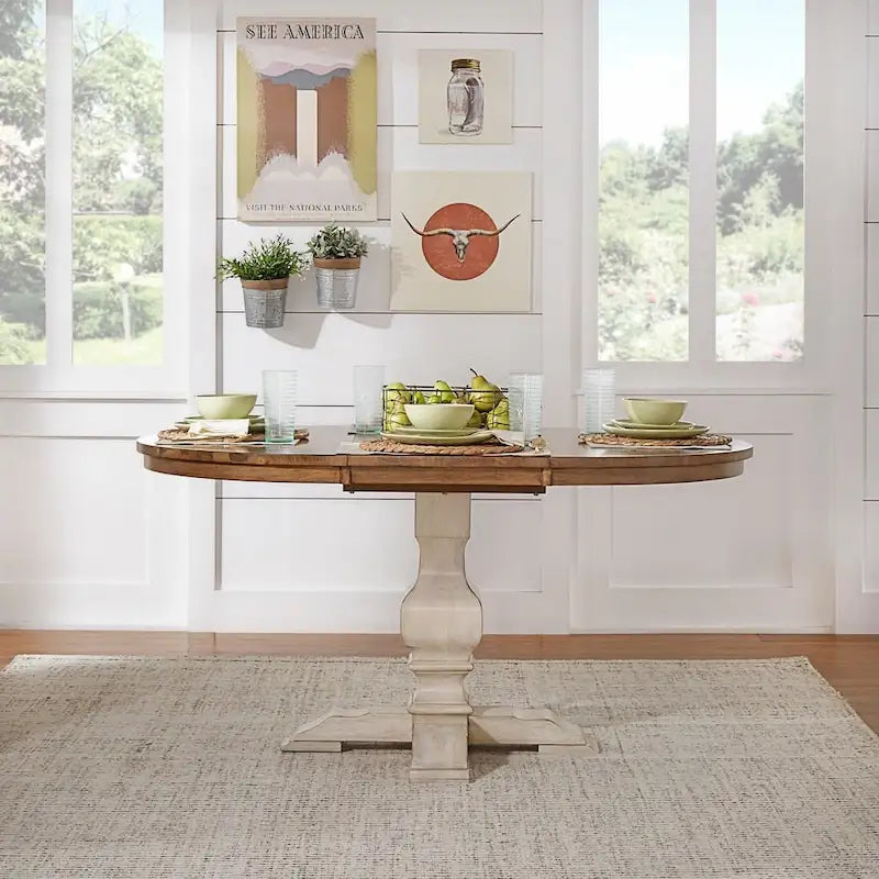Two-tone Oval Solid Wood Dining Table