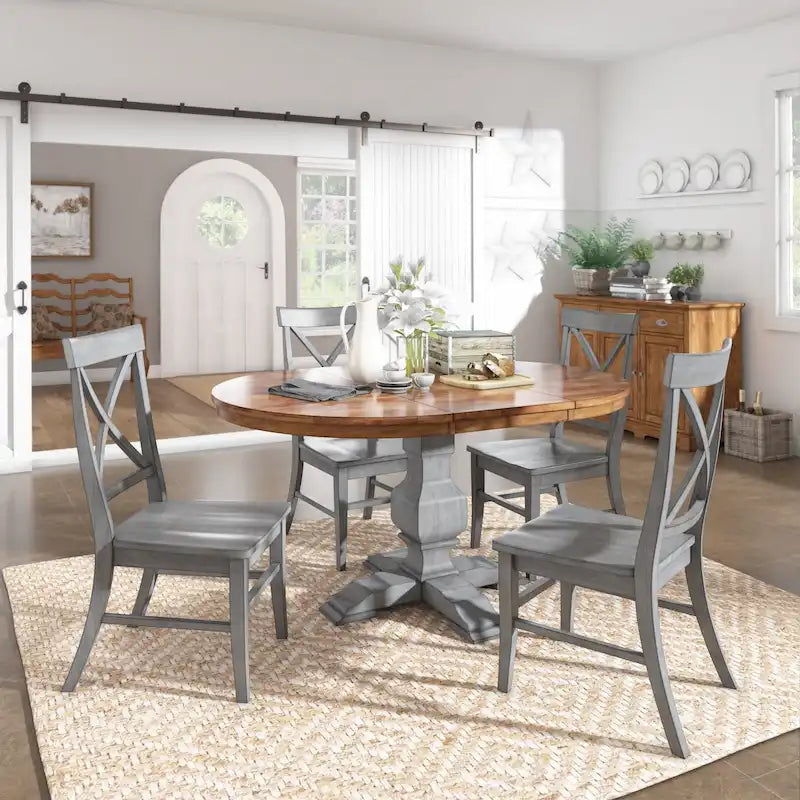 Two-tone Oval Solid Wood Dining Table