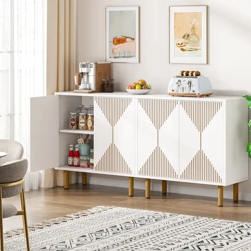 Dressoirkast van 58 inch met deuren, vrijstaande opbergkast