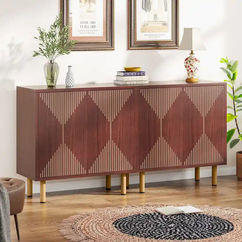 Dressoirkast van 58 inch met deuren, vrijstaande opbergkast