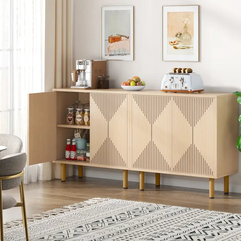 Dressoirkast van 58 inch met deuren, vrijstaande opbergkast