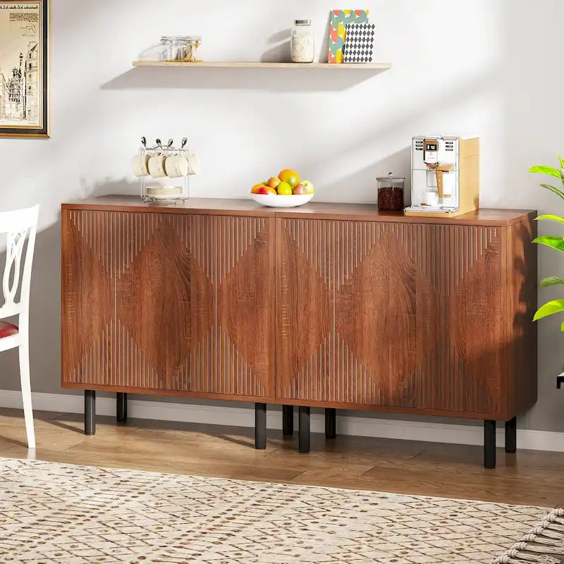 Dressoirkast van 58 inch met deuren, vrijstaande opbergkast