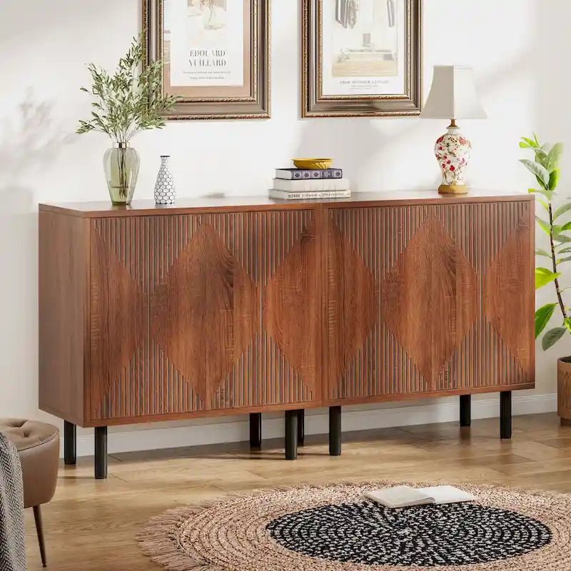 Dressoirkast van 58 inch met deuren, vrijstaande opbergkast