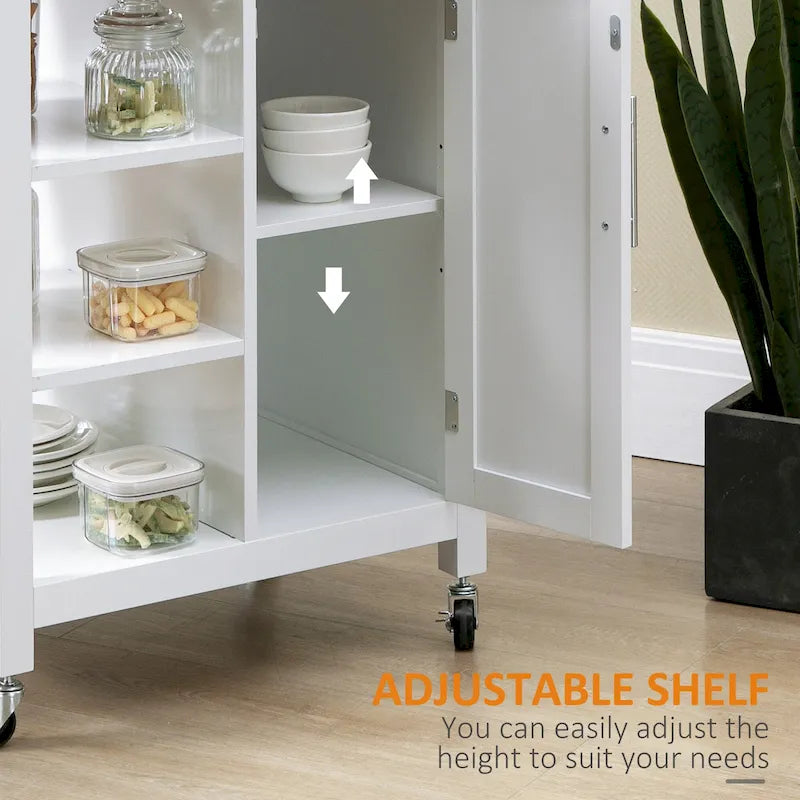 Îlot de cuisine compact sur roulettes, chariot utilitaire roulant avec étagère de rangement et tiroir pour la salle à manger