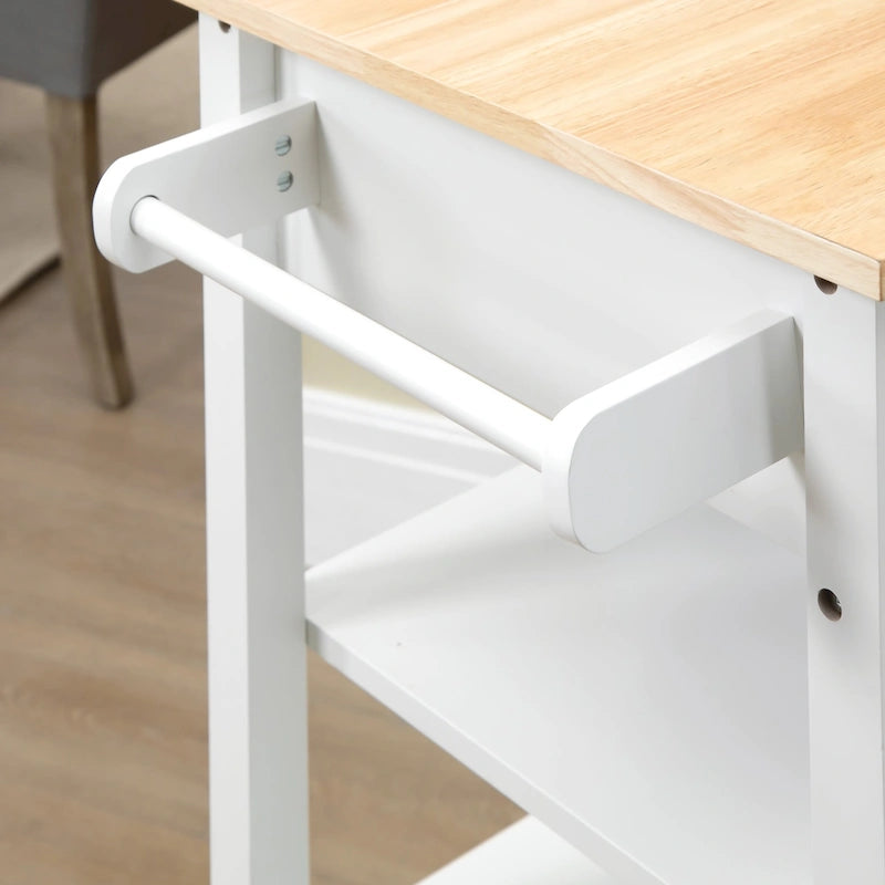 Compact keukeneiland op wielen, verrijdbare trolley met opbergplank en lade voor de eetkamer