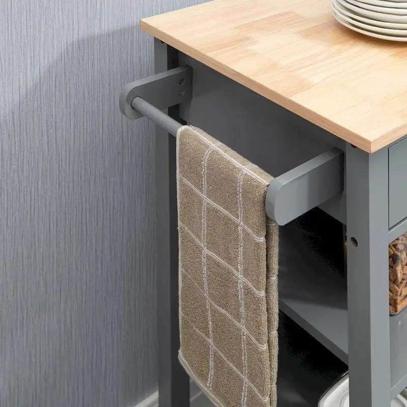 Compact keukeneiland op wielen, verrijdbare trolley met opbergplank en lade voor de eetkamer