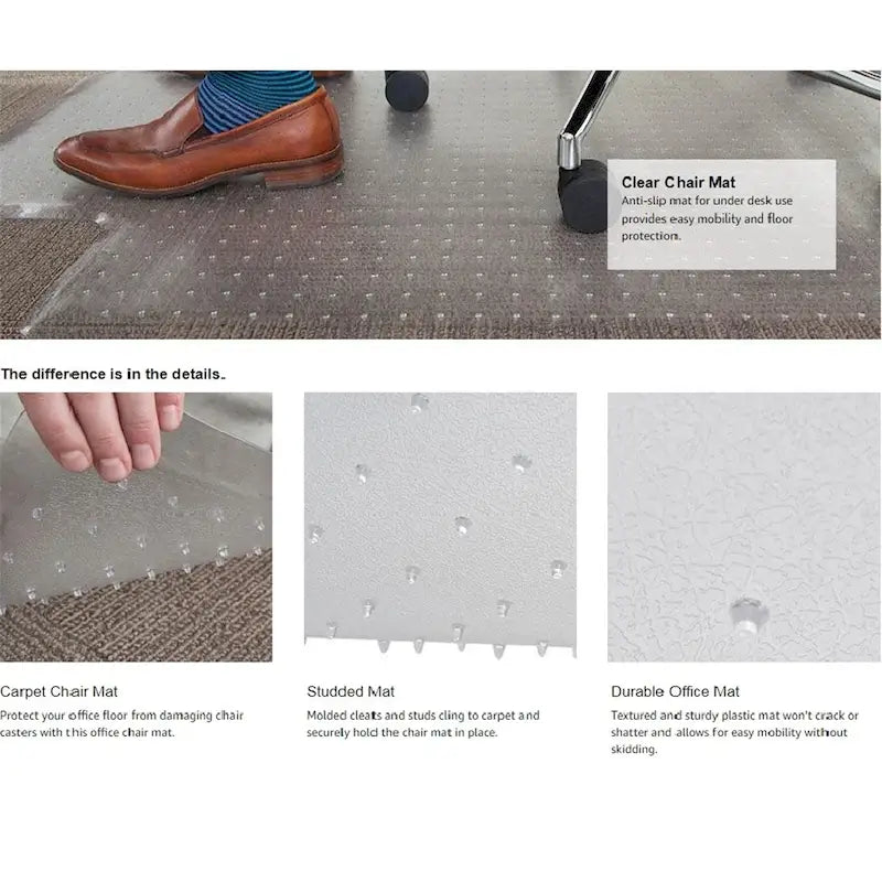 Nieuwe modieuze transparante bureaustoelmat van PVC met studs