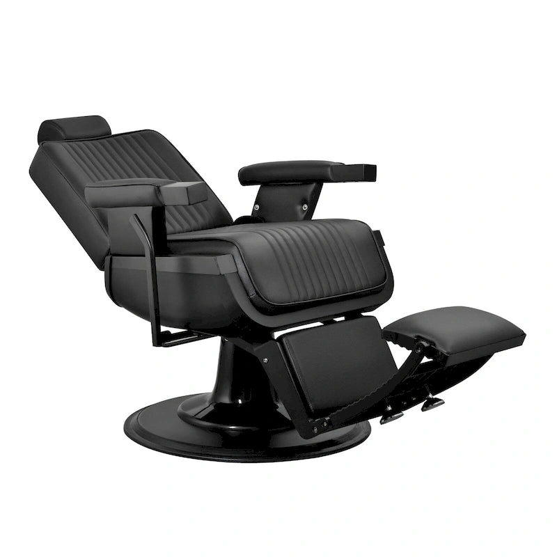 Heavy Duty Barber Chair Reclining Hydraulic Barbershop Chair, Black Frame