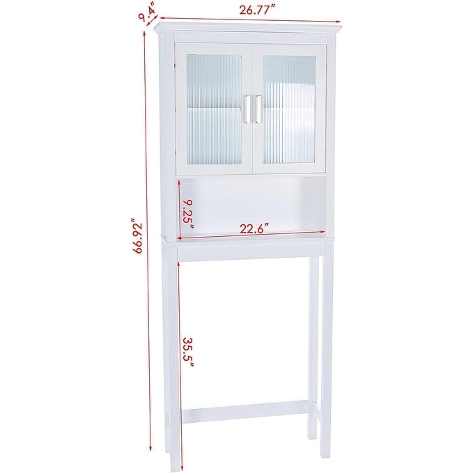 Badezimmerregal über der Toilette, Badezimmer-Organizer mit Tür aus Moru-Sicherheitsglas