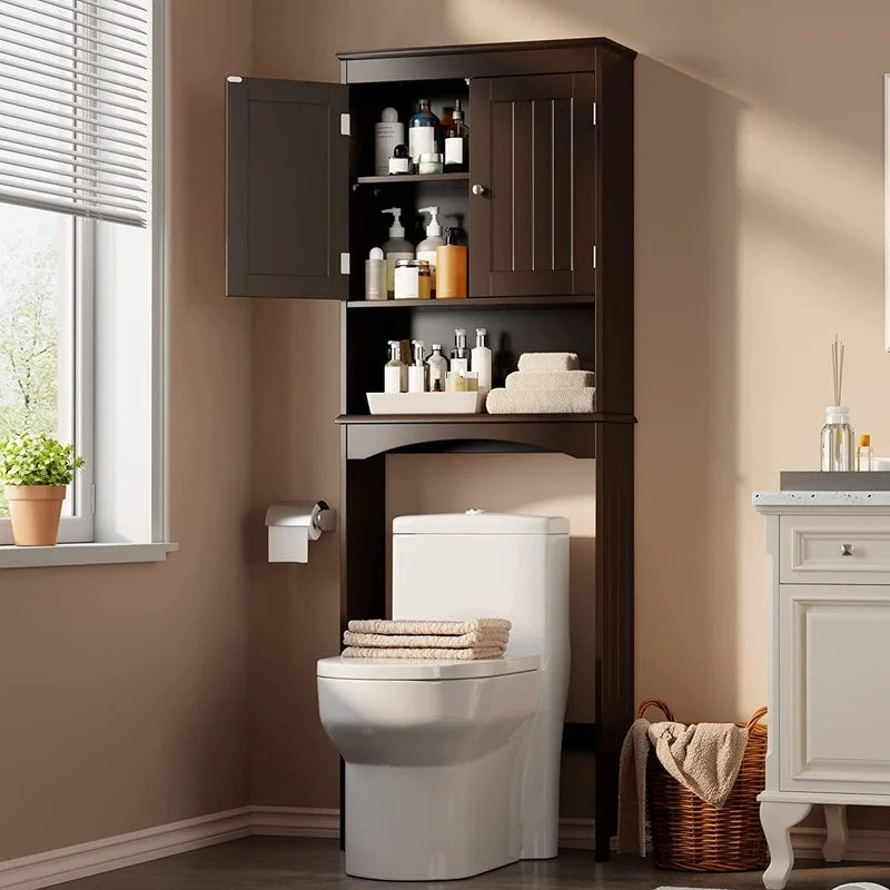 Badezimmerschrank, Toiletten-Aufbewahrungsschrank, Badezimmerregal über der Toilette, platzsparende Toilettenaufbewahrung