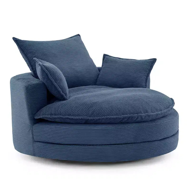 Fauteuil d’appoint pivotant à 360°, fauteuil tonneau rond pivotant avec coussin pour le salon