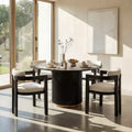 Christopher Knight Home Shankar moderne 5-delige ronde eetkamerset met stoelen van rubberhout met bekleding