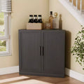 Dovelina hoekvitrinekast met verstelbare planken, dressoir, buffetkast, wijnkast, keuken- en eetkamerkast met houten deuren - 31H x 31W, 36H x 31W