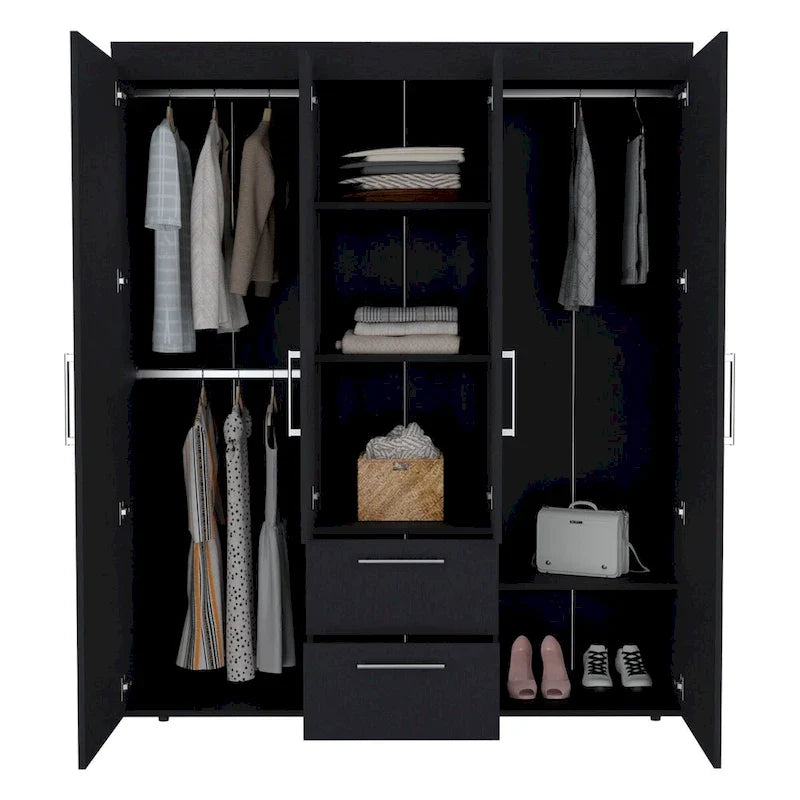 Kleiderschrank Bariloche mit Kleiderstangen, Regalböden und 2 Schubladen