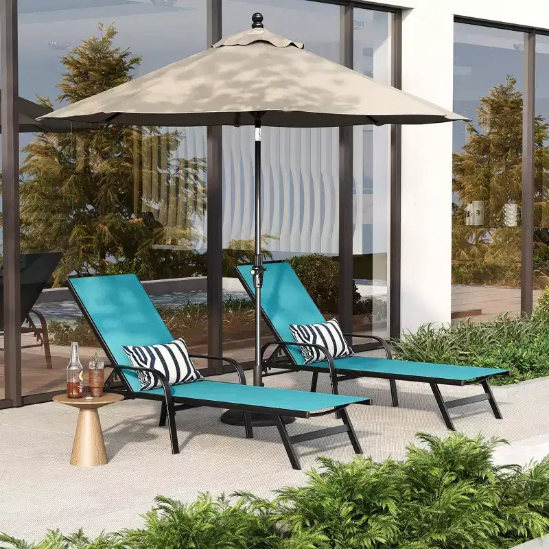 Set di 2 sedie a sdraio da esterno, reclinabili regolabili in 5 posizioni, tessuto Textilene, chaise longue da piscina da 76 per patio, giardino e bordo piscina