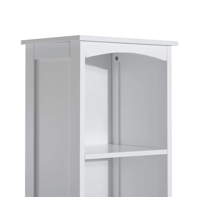 Badkameropbergkast van 67 inch hoog, vrijstaande linnenkast met plank met 3 niveaus, smalle staande organizer, wit