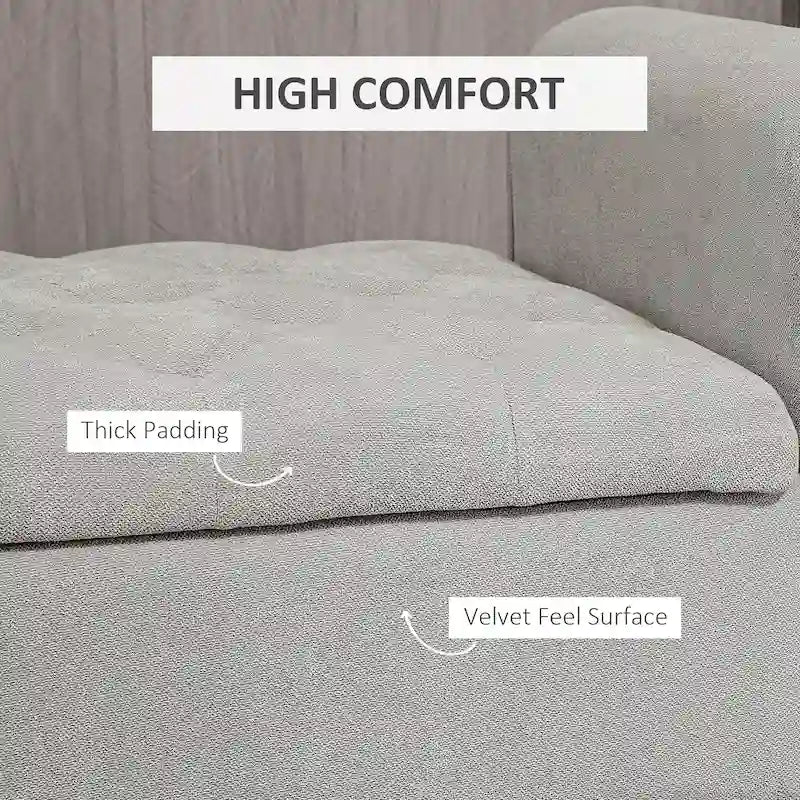 50 Storage Ottoman Bench, Upholstered End of Bed Bench with Rolled Arms, Wood Legs, Button Tufted Storage Bench Gray