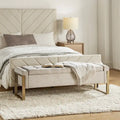 Modern Upholstered Flip Top Storage Bench with Metal Legs
