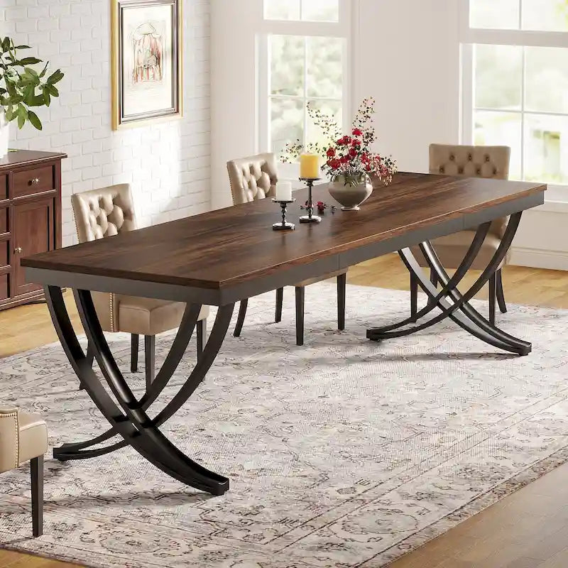 Rechteckiger Esstisch für 6–8 Personen, 78 inch großer Holzküchentisch im Landhausstil
