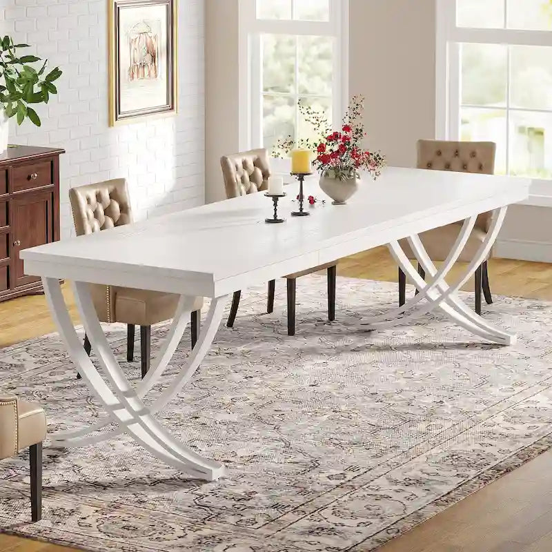 Rechteckiger Esstisch für 6–8 Personen, 78 inch großer Holzküchentisch im Landhausstil