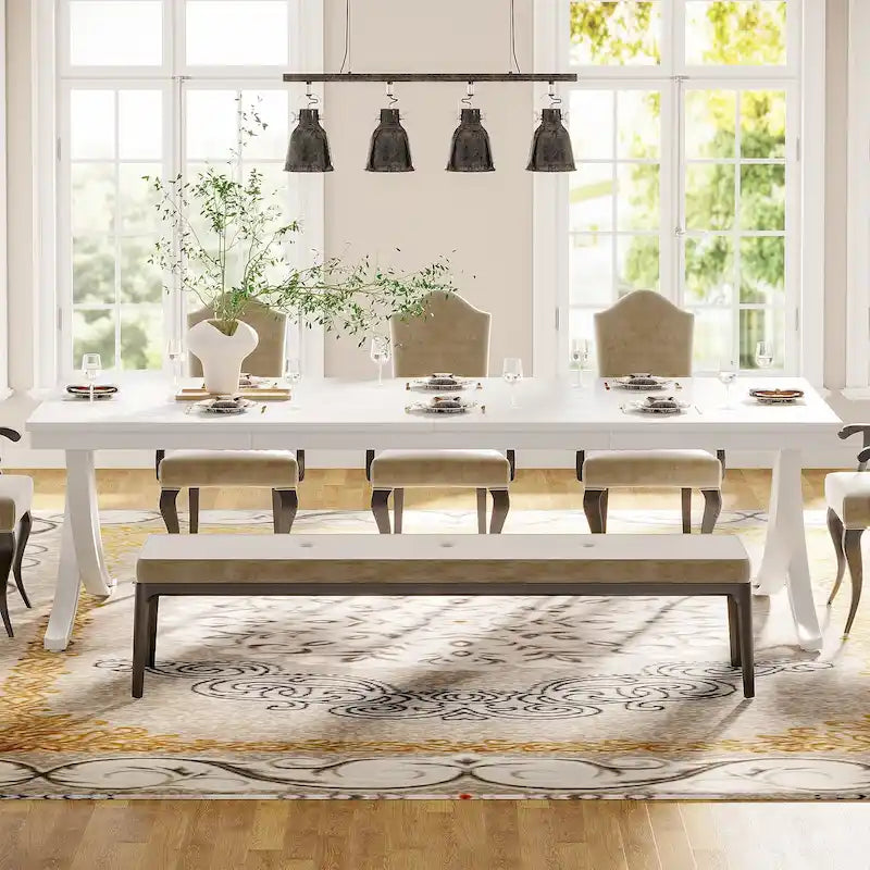 Rechteckiger Esstisch für 6–8 Personen, 78 inch großer Holzküchentisch im Landhausstil