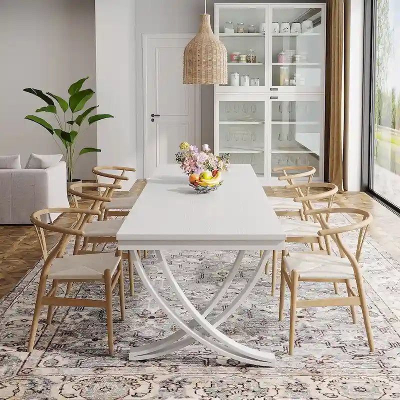 Rechteckiger Esstisch für 6–8 Personen, 78 inch großer Holzküchentisch im Landhausstil