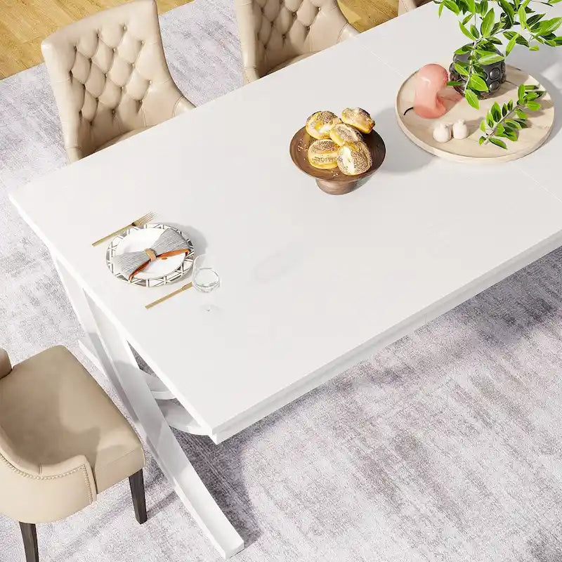 Rechteckiger Esstisch für 6–8 Personen, 78 inch großer Holzküchentisch im Landhausstil