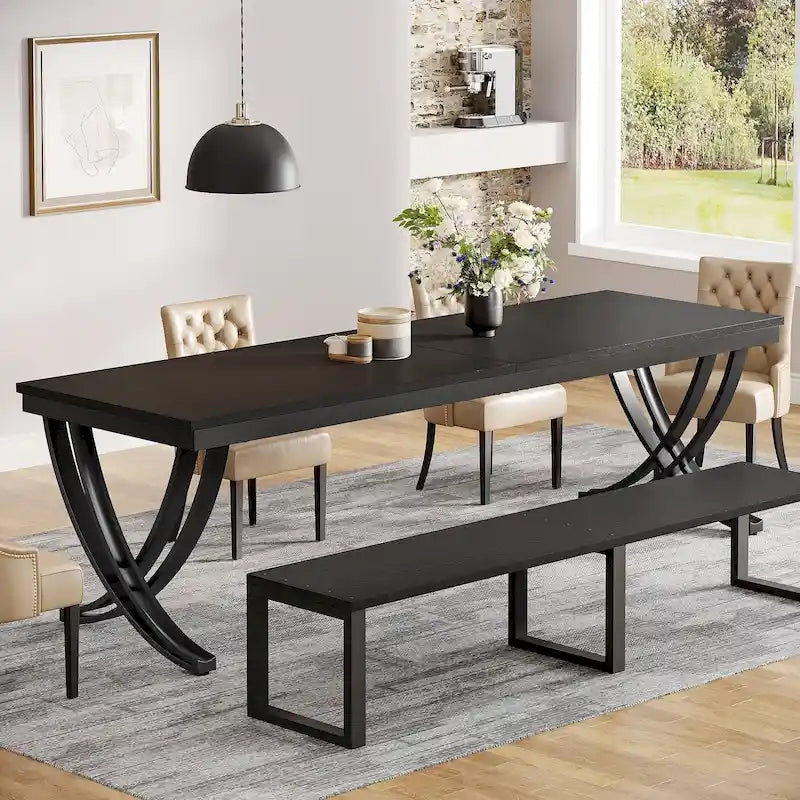 Rechteckiger Esstisch für 6–8 Personen, 78 inch großer Holzküchentisch im Landhausstil