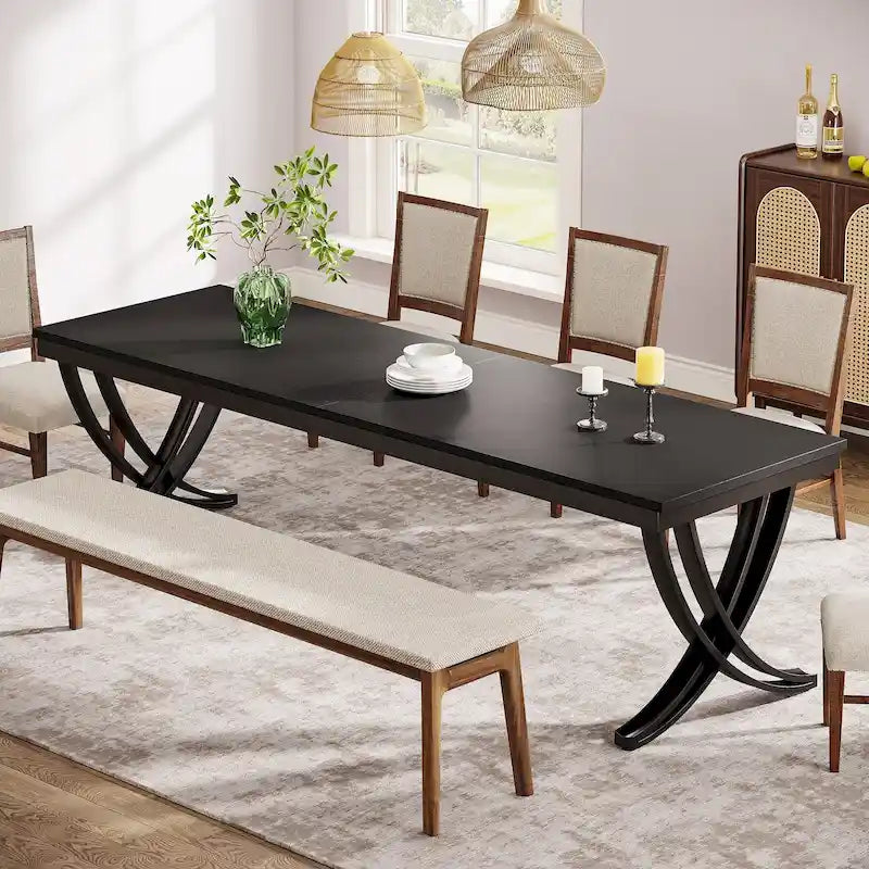 Rechteckiger Esstisch für 6–8 Personen, 78 inch großer Holzküchentisch im Landhausstil