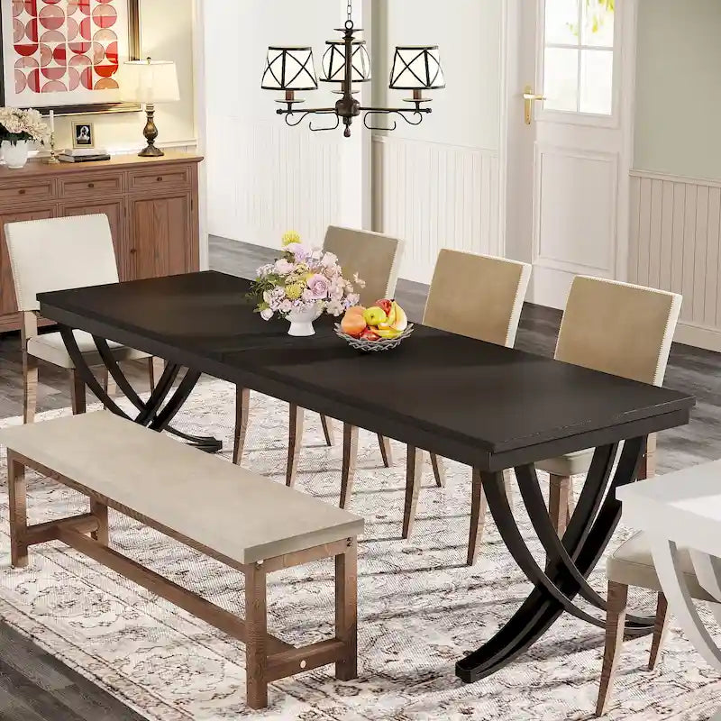 Rechteckiger Esstisch für 6–8 Personen, 78 inch großer Holzküchentisch im Landhausstil