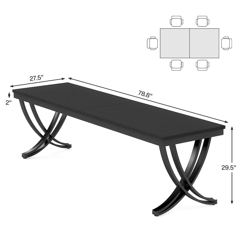 Rechteckiger Esstisch für 6–8 Personen, 78 inch großer Holzküchentisch im Landhausstil