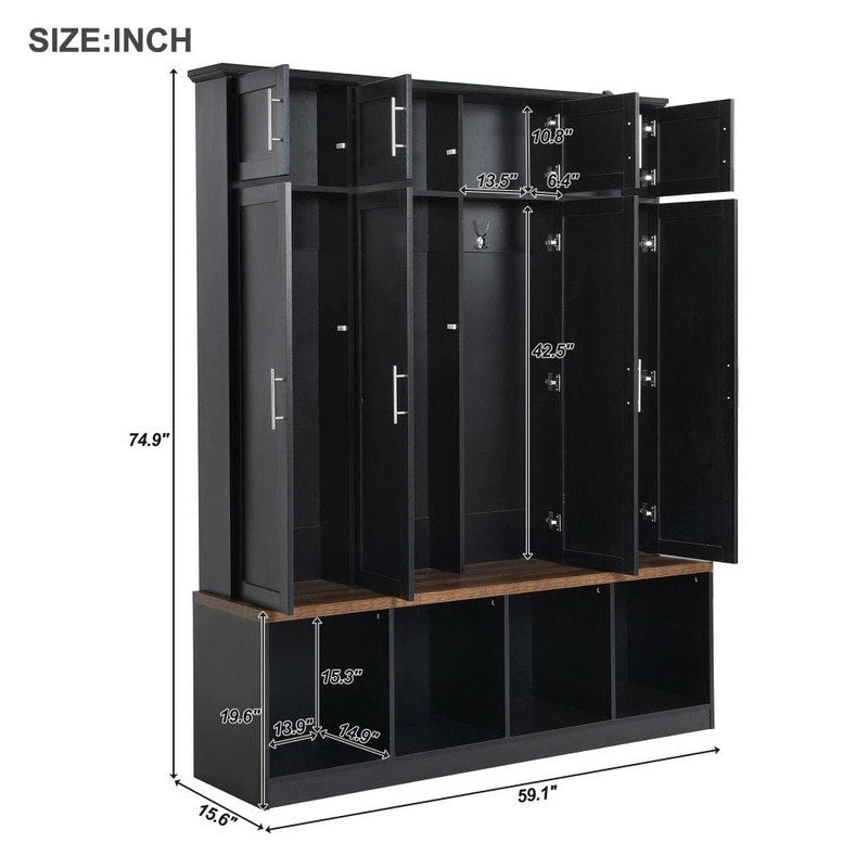 Multifunktionale Flurgarderobe mit Schrank und mehreren Stauraummöglichkeiten