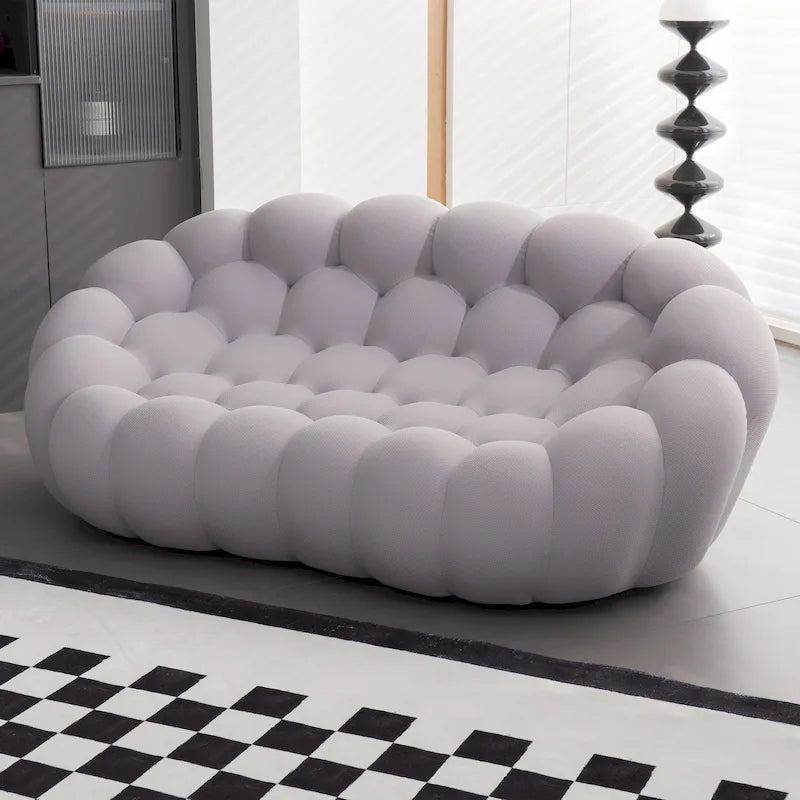 Canapé bulle incurvé paresseux 2 places, en forme de nid d’abeille, avec tissu textile 3D, pour salon, appartement