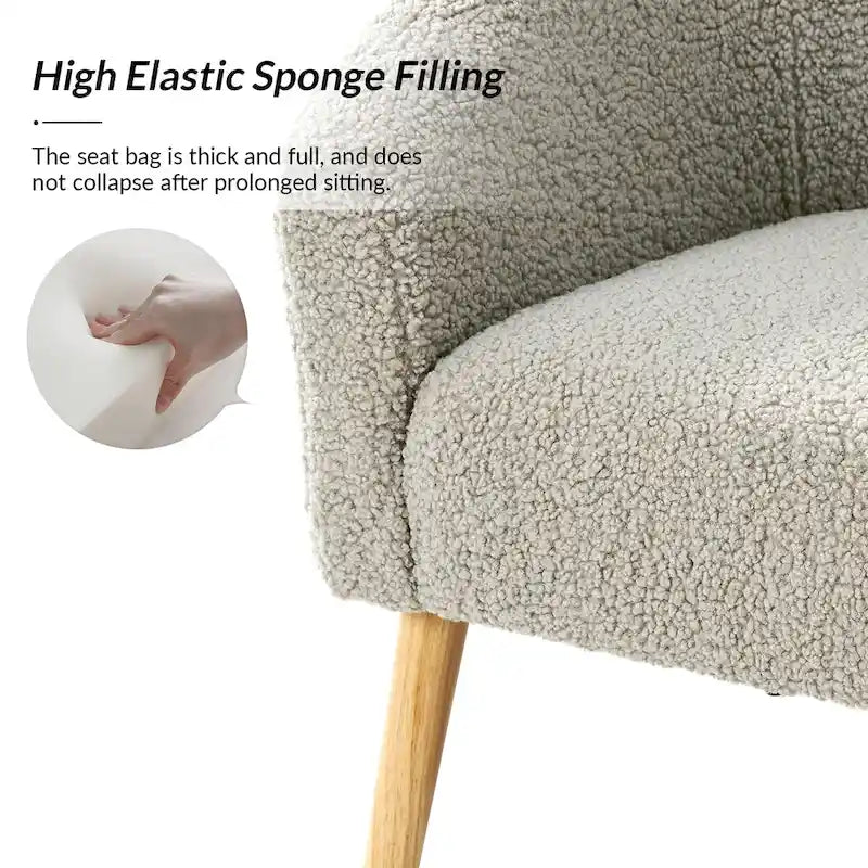 Set di 2 poltrone moderne Sheila da 30 W in bouclé con gambe in legno massello di HULALA HOME