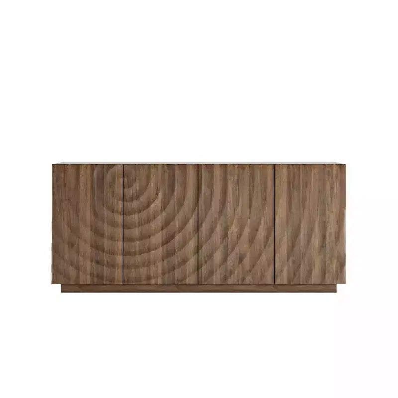 59 modern spiraalvormig dressoir, laag opbergmeubel voor de hal met deuren met 3D-ribbelstructuur