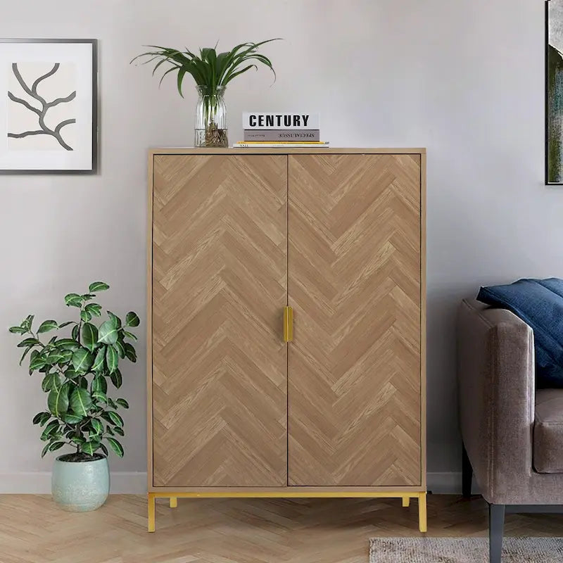 Modernes 2-türiges Holz-Sideboard mit verstellbaren Regalböden und Stauraum