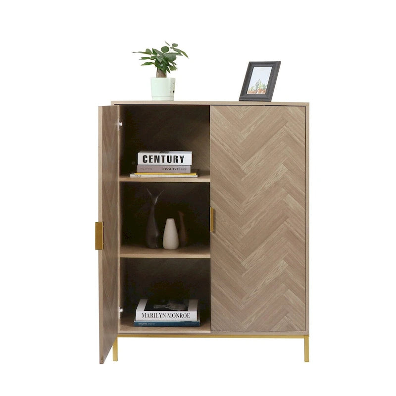 Modernes 2-türiges Holz-Sideboard mit verstellbaren Regalböden und Stauraum