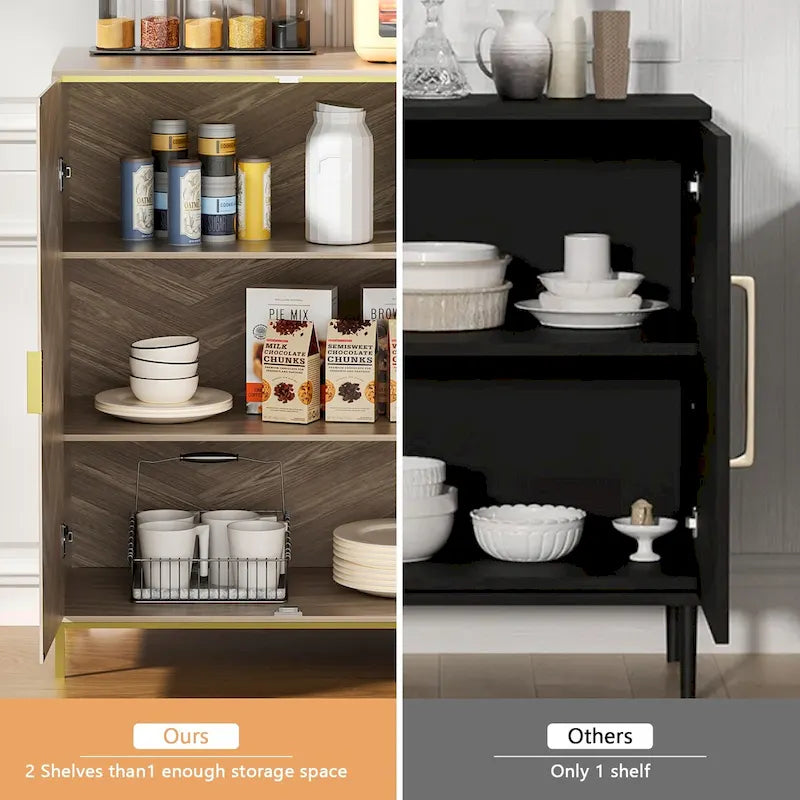 Modernes 2-türiges Holz-Sideboard mit verstellbaren Regalböden und Stauraum