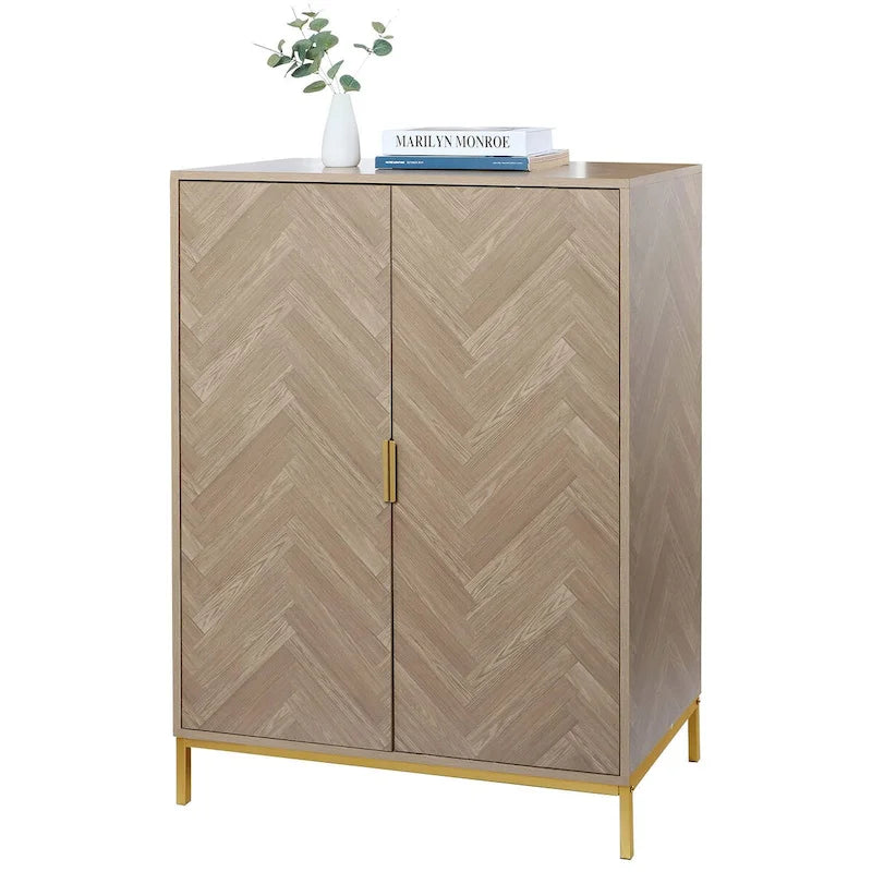 Modernes 2-türiges Holz-Sideboard mit verstellbaren Regalböden und Stauraum