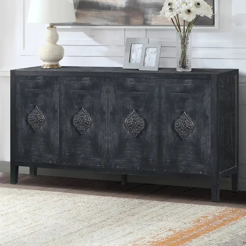 Sideboard mit antik geschnitzter Blumentür und Stauraum