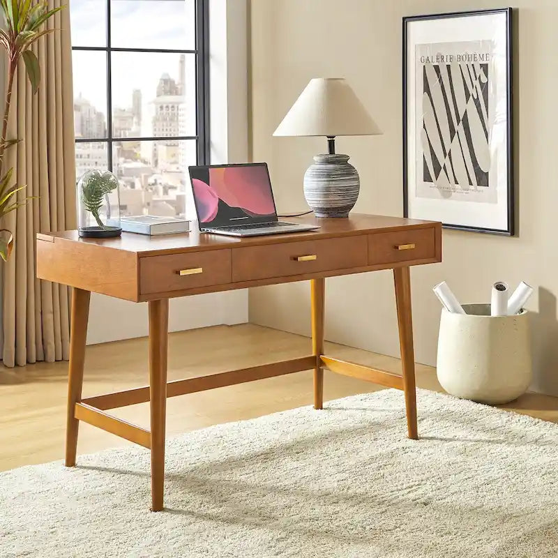 48-Zoll-Computertisch im Mid-Century-Modern-Stil mit USB