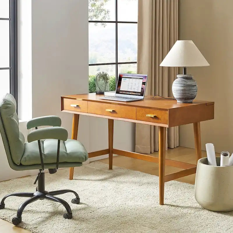 Mid Century Modern 48 Computer Desk with USB