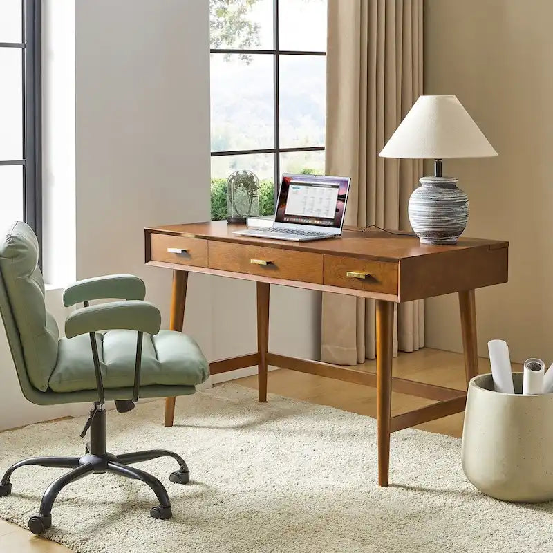 Mid Century Modern 48 Computer Desk with USB