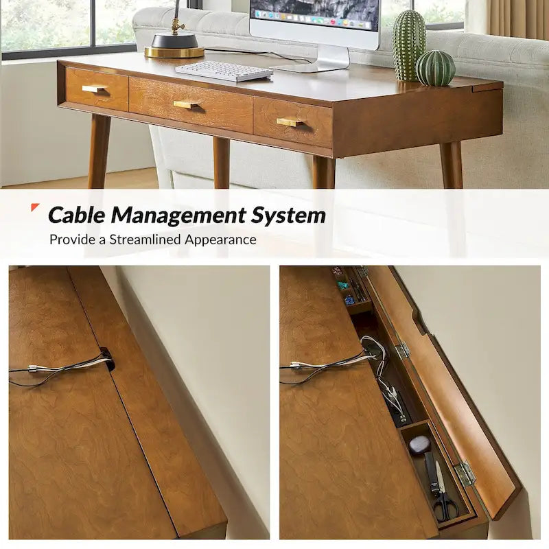 Mid Century Modern 48 Computer Desk with USB