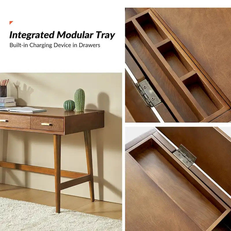 Mid Century Modern 48 Computer Desk with USB